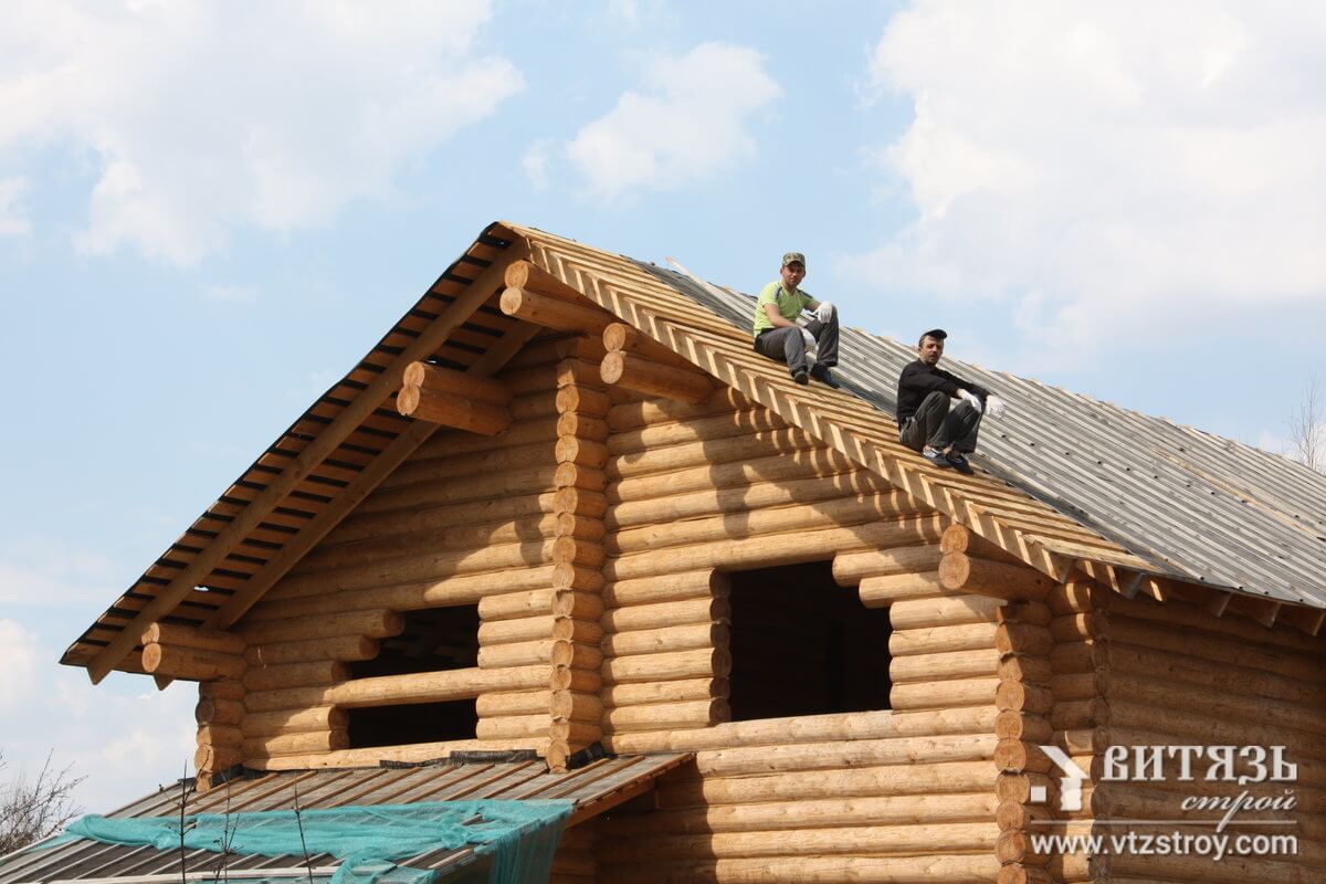 Кровельные работы, установка кровли в рубленном доме 15