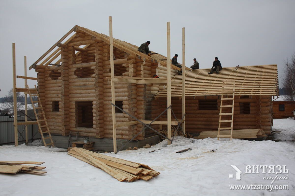 Кровельные работы, установка кровли в рубленном доме 17